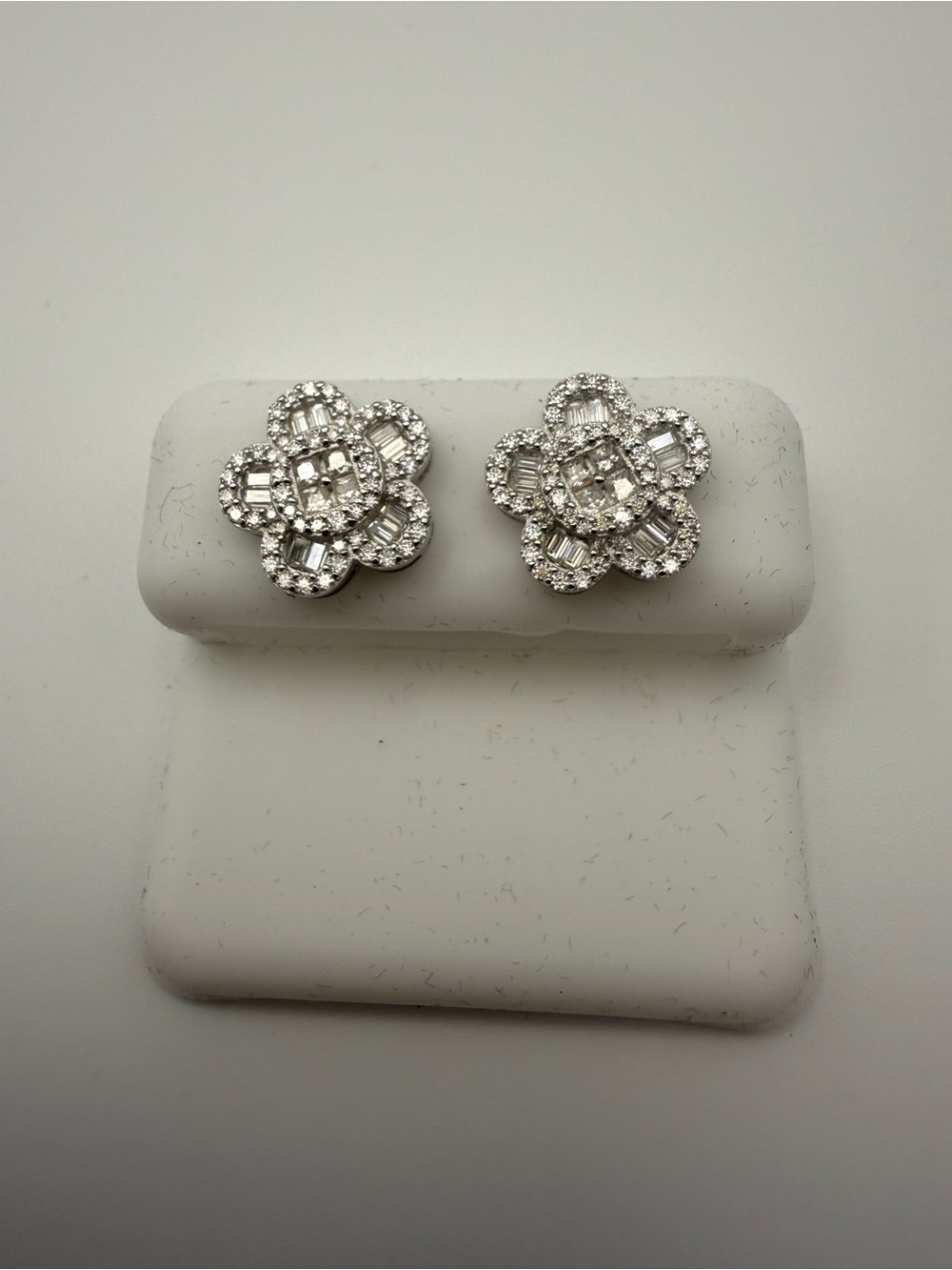 925 Silver Moissanite Flower Cluster Stud Earrings